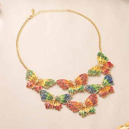 Luxurious Sweet Butterfly Copper Stoving Varnish Plating Necklace