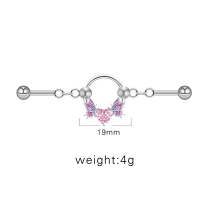 1 Piece Sexy Sweet Heart Shape Wings Bow Knot Plating Inlay Stainless Steel Rhinestones Ear Studs