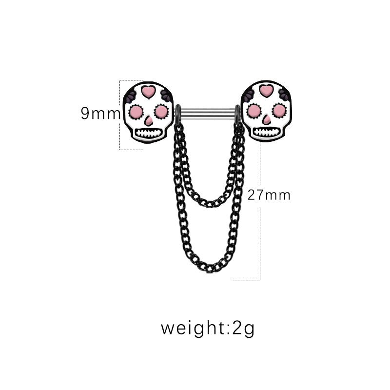 1 Piece Fashion Heart Shape Butterfly Skull Plating Inlay Stainless Steel Copper Rhinestones Ear Studs