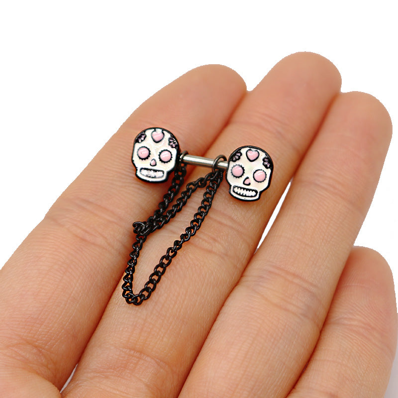 1 Piece Fashion Heart Shape Butterfly Skull Plating Inlay Stainless Steel Copper Rhinestones Ear Studs