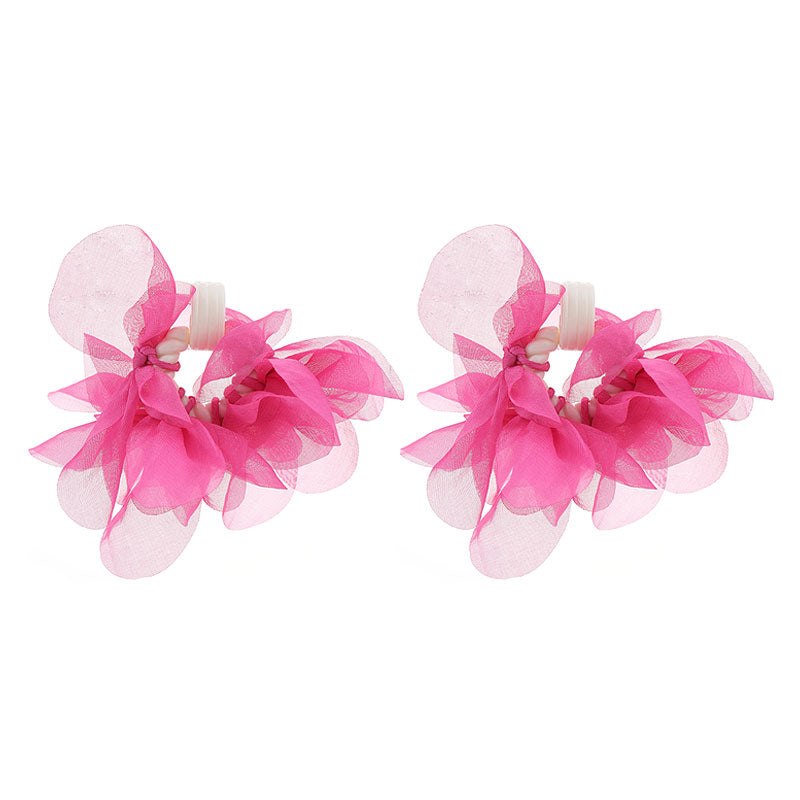 1 Pair Sweet Flower Arylic Cloth Drop Earrings