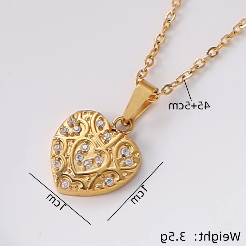 Simple Style Solid Color Stainless Steel Plating Inlay Zircon Gold Plated Pendant Necklace