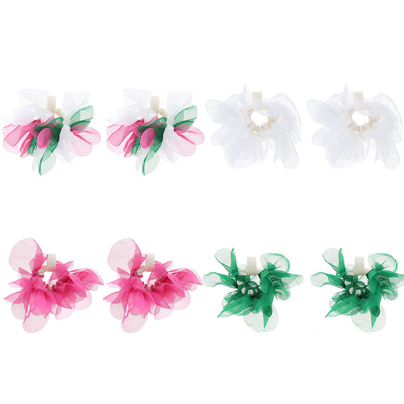 1 Pair Sweet Flower Arylic Cloth Drop Earrings