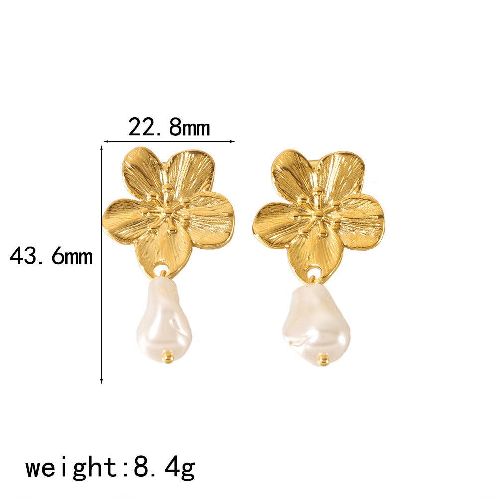 1 Pair Modern Style Artistic Flower Butterfly Plating Titanium Steel Earrings