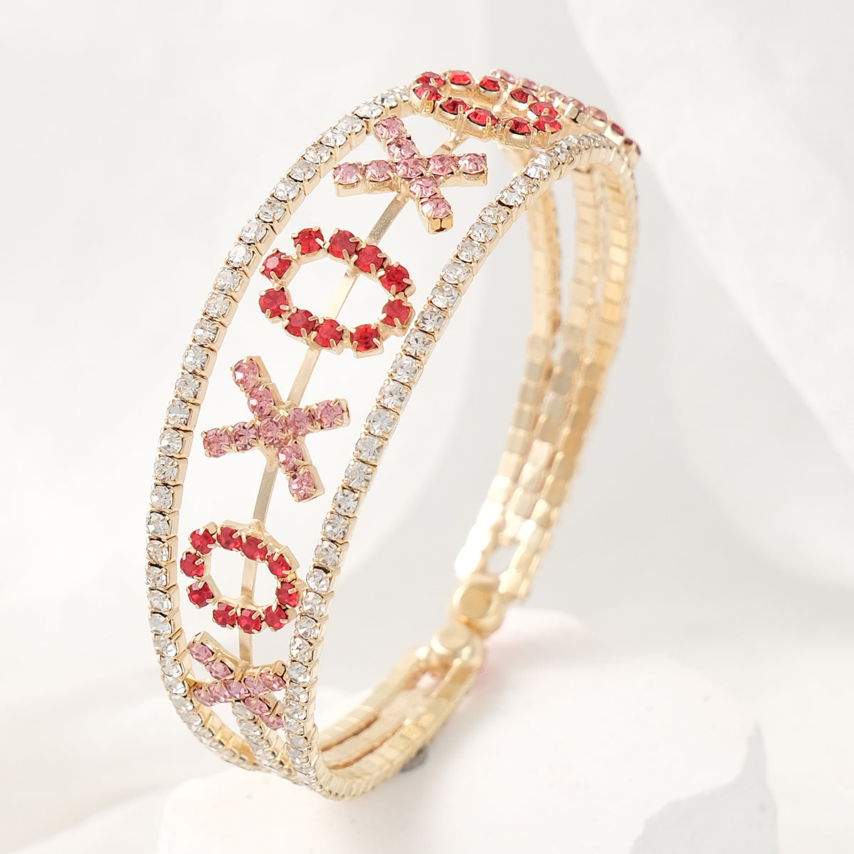Romantic Shiny Heart Shape Copper Plating Inlay Rhinestones Bracelets