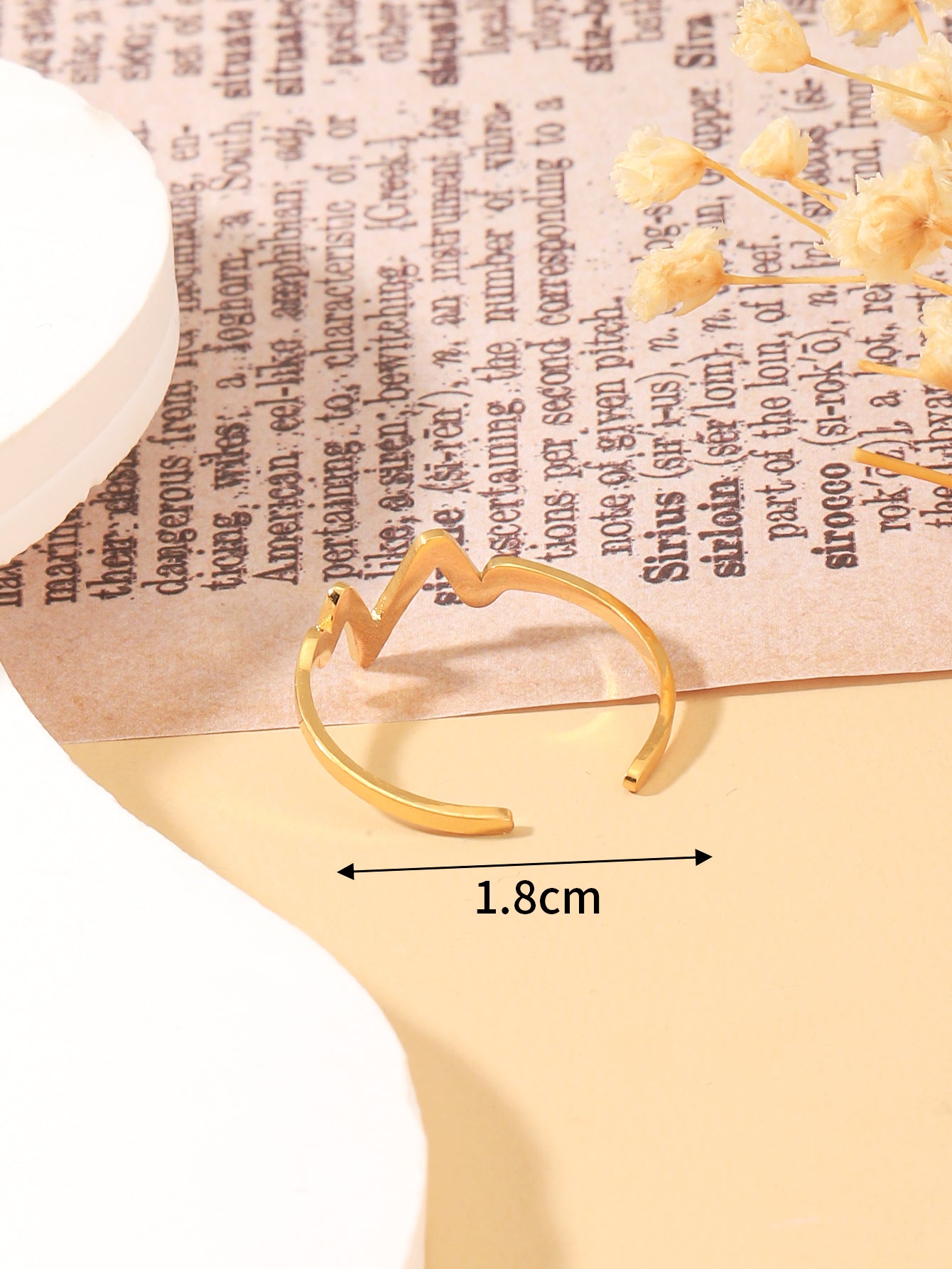 Simple Style Electrocardiogram Stainless Steel Plating 18k Gold Plated Open Rings