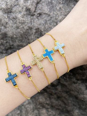Simple Style Cross Copper Plating 18k Gold Plated Bracelets
