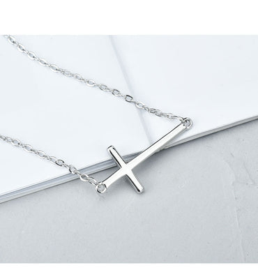 Copper Silver Plated Sweet Cross Necklace