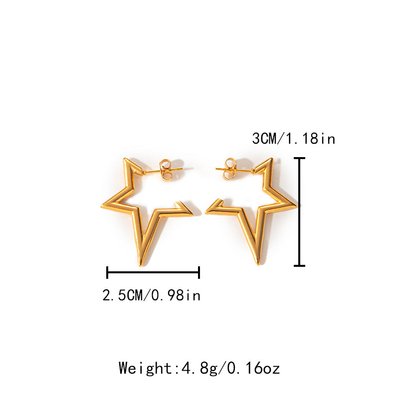 1 Pair Simple Style Star Plating Stainless Steel Gold Plated Earrings