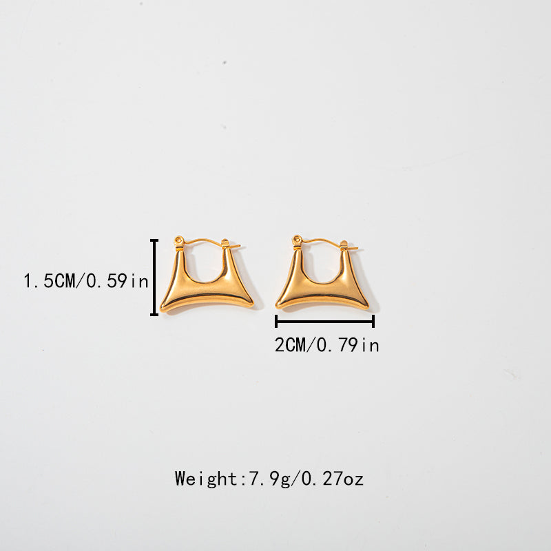 1 Pair Ig Style Simple Style U Shape Trapezoid Plating Stainless Steel Gold Plated Earrings