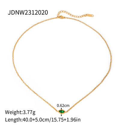 Ig Style Geometric Stainless Steel Zircon 18k Gold Plated Pendant Necklace