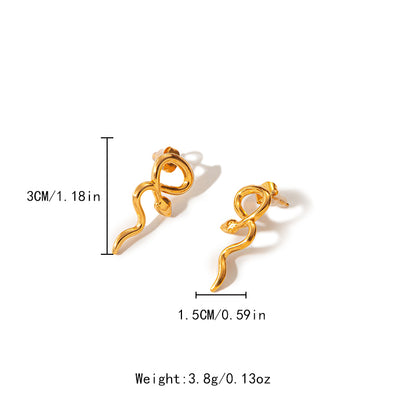 1 Pair Elegant Simple Style Snake Plating Stainless Steel Gold Plated Ear Studs