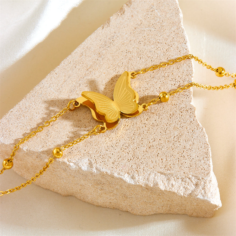 Sexy Simple Style Butterfly Titanium Steel Plating 18k Gold Plated Bracelets Anklet
