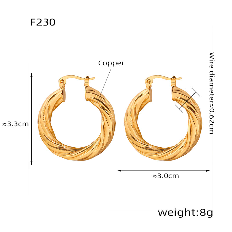 1 Pair Ig Style Simple Style O-shape Plating Copper 18k Gold Plated Earrings