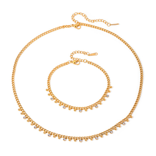 Ig Style Round Stainless Steel Plating 18k Gold Plated Bracelets Necklace