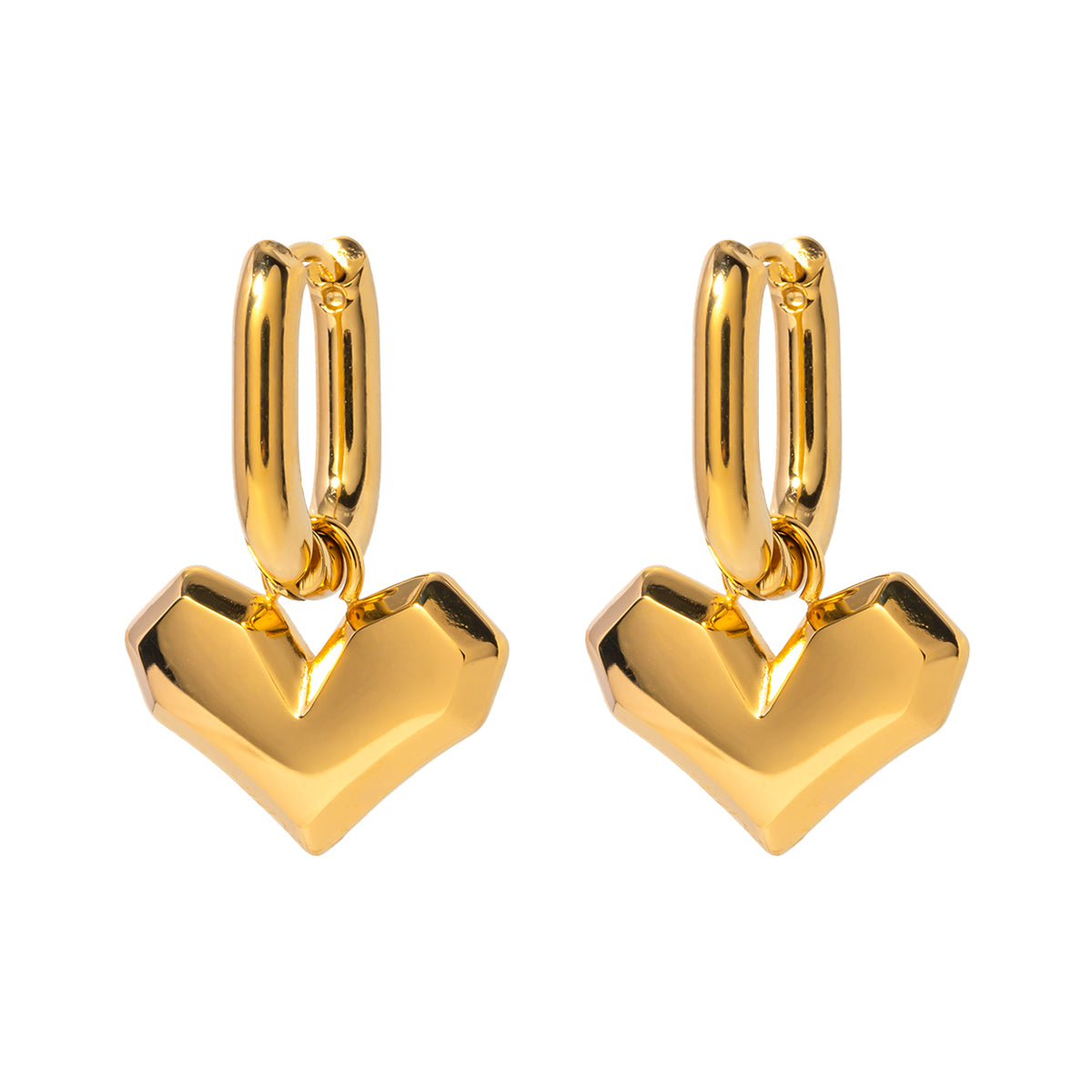 1 Pair Ig Style Heart Shape Plating Stainless Steel 18k Gold Plated Drop Earrings