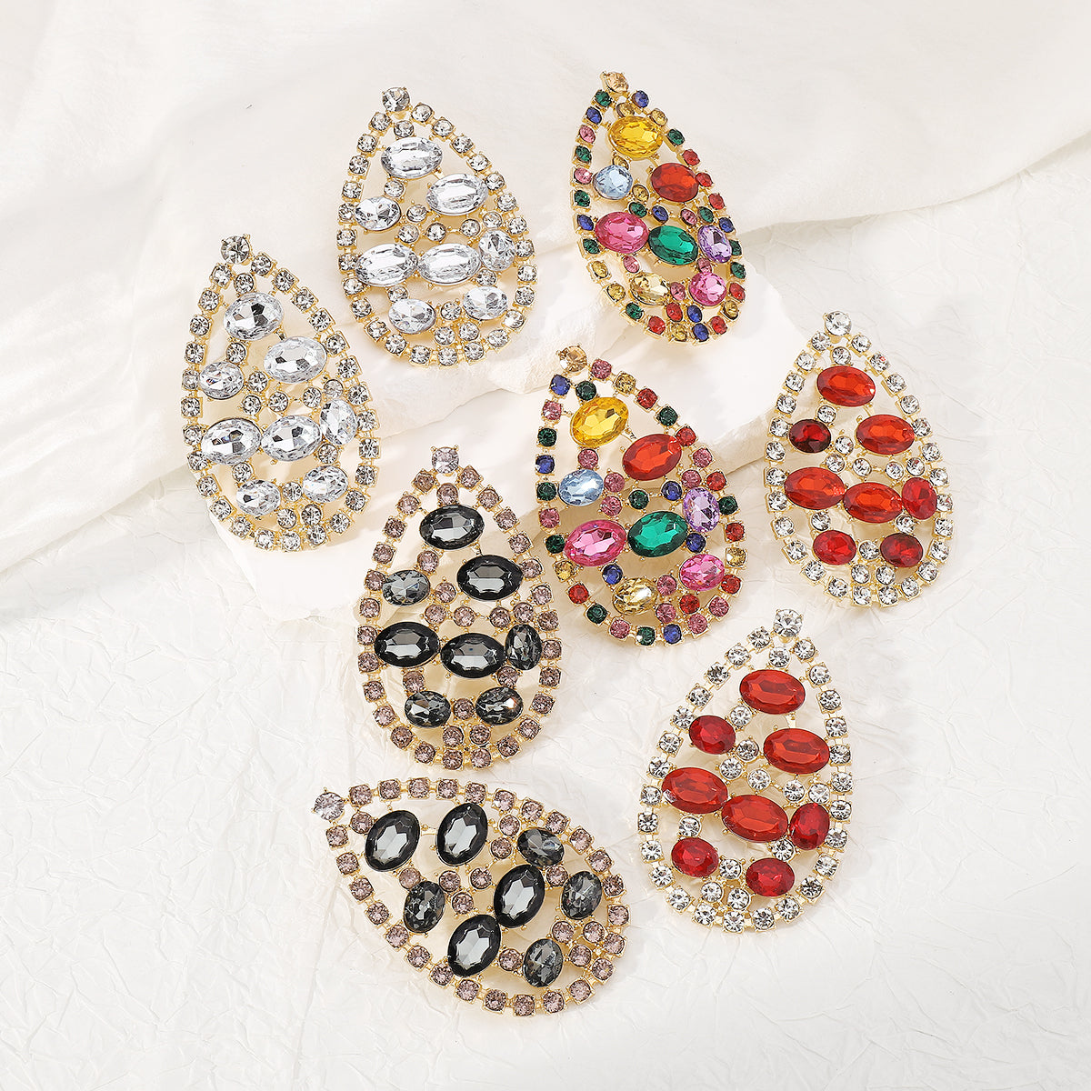 1 Pair Glam Exaggerated Shiny Water Droplets Plating Hollow Out Inlay Alloy Rhinestones Drop Earrings