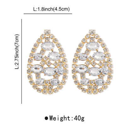 1 Pair Glam Exaggerated Shiny Water Droplets Plating Hollow Out Inlay Alloy Rhinestones Drop Earrings