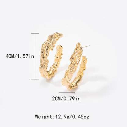1 Pair Modern Style Simple Style British Style U Shape Irregular Copper Gold Plated Ear Studs