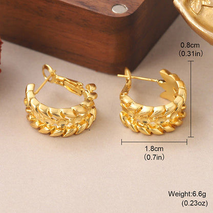 1 Pair Vintage Style Simple Style Grain Copper Hoop Earrings