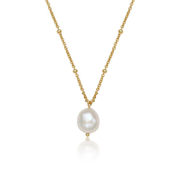 Elegant Simple Style Geometric Sterling Silver Plating Inlay Pearl 18k Gold Plated Pendant Necklace