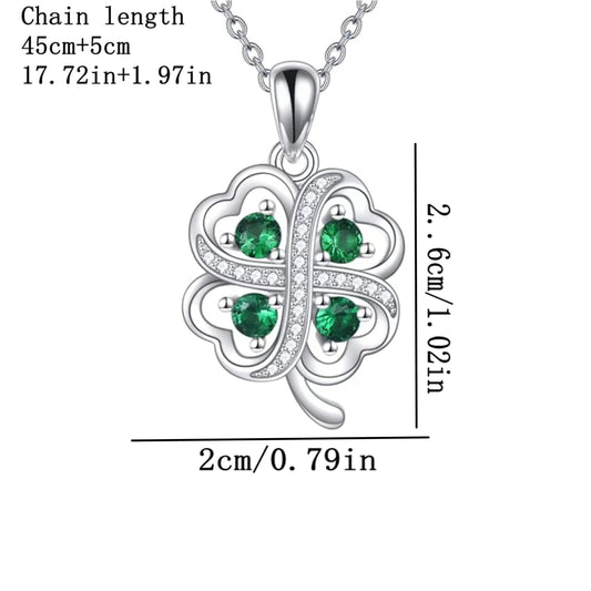 Simple Style Four Leaf Clover Alloy Acrylic Rhinestones Silver Plated Unisex Pendant Necklace