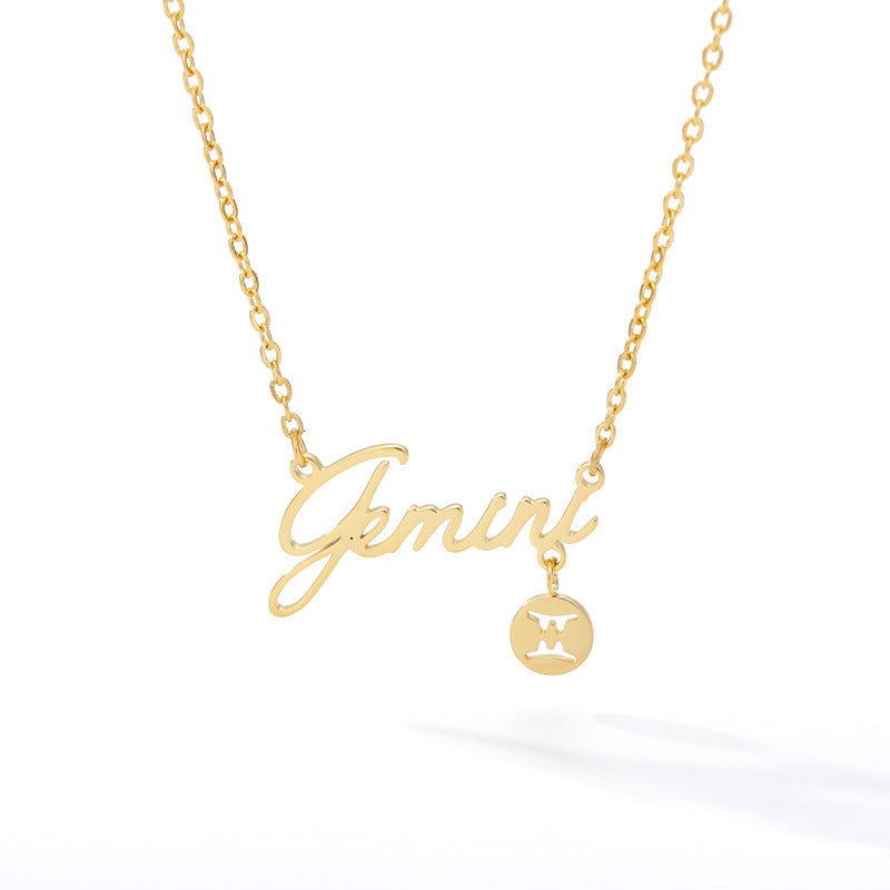 Simple New Twelve Constellation Pendant Stainless Steel Necklace