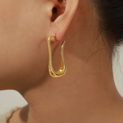 1 Pair Casual Simple Style U Shape Plating Copper 18k Gold Plated Ear Studs