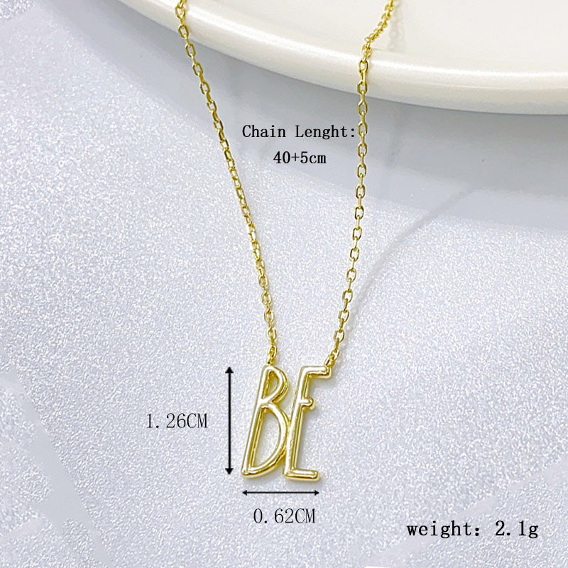 Simple Style Letter Sterling Silver Zircon Pendant Necklace