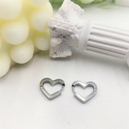 1 Pair Simple Style Heart Shape Stainless Steel Hoop Earrings