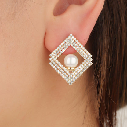 1 Pair Ig Style Geometric Plating Inlay Copper Ear Studs