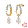 1 Pair Vintage Style Geometric Polishing Plating Baroque Pearls Freshwater Pearl 14k Gold Plated Drop Earrings