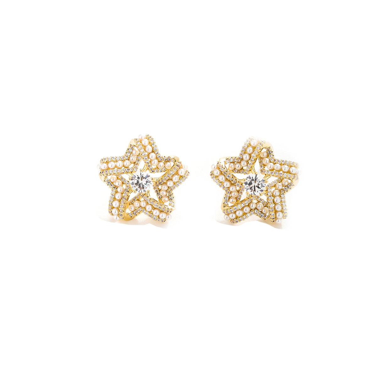 1 Pair Ig Style Star Plating Inlay Copper Ear Studs