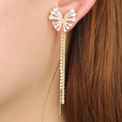 1 Pair Ig Style Simple Style Tassel Plating Inlay Copper Drop Earrings