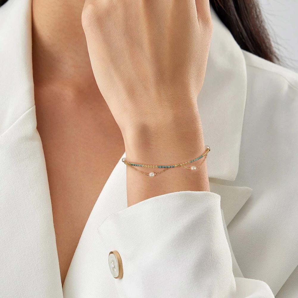 Elegant Simple Style Geometric Freshwater Pearl Sterling Silver Plating 14k Gold Plated Bracelets