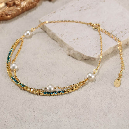 Elegant Simple Style Geometric Freshwater Pearl Sterling Silver Plating 14k Gold Plated Bracelets