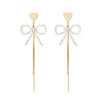 1 Pair IG Style Simple Style Tassel Bow Knot Plating Inlay Copper Drop Earrings