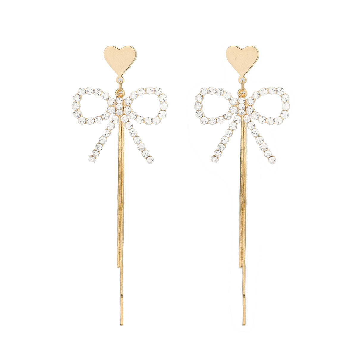 1 Pair IG Style Simple Style Tassel Bow Knot Plating Inlay Copper Drop Earrings