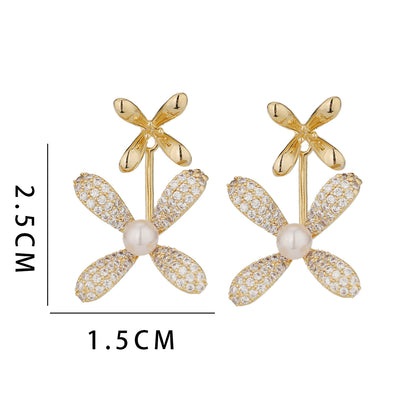 1 Pair Ig Style Simple Style Windmill Plating Inlay Copper Drop Earrings