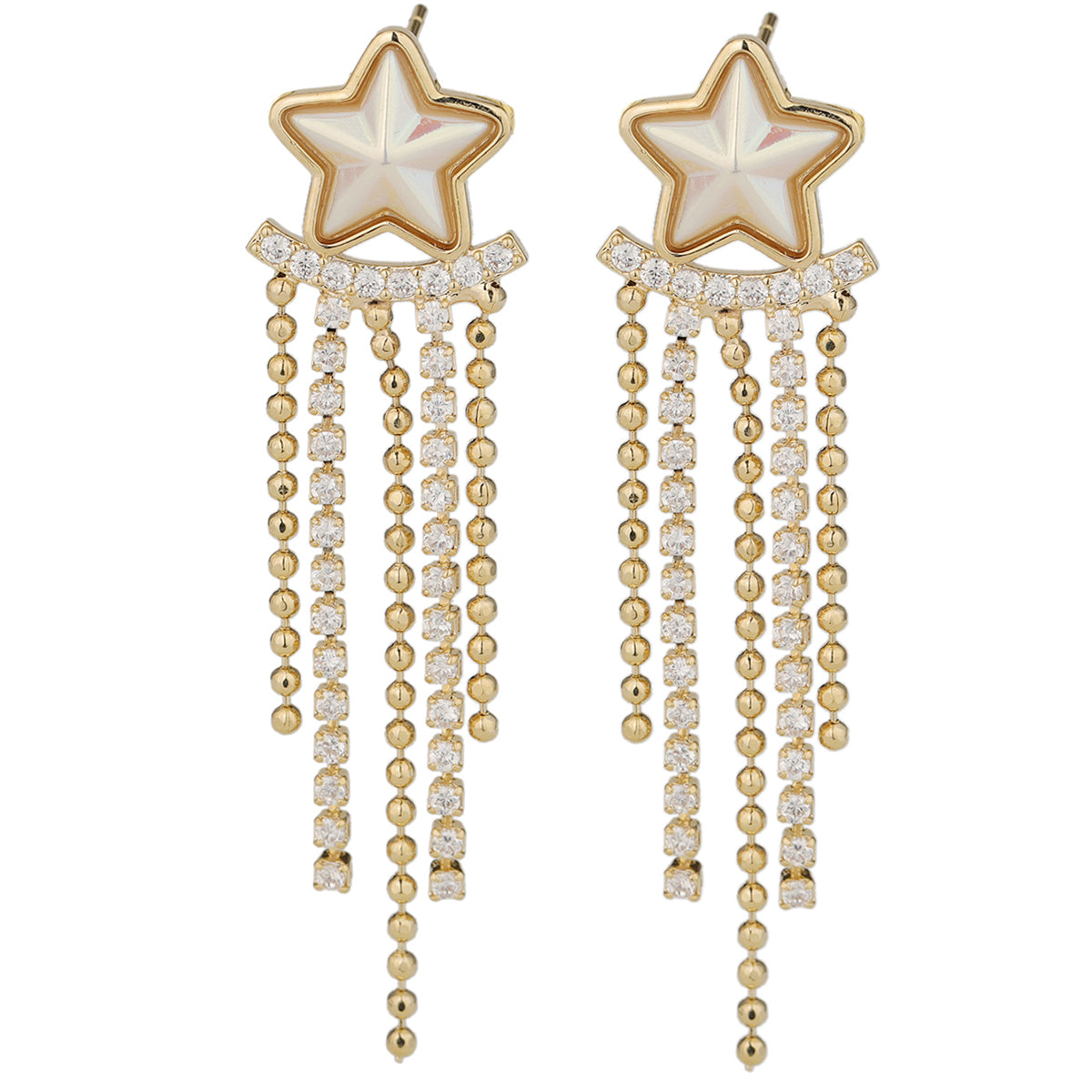 1 Pair Ig Style Simple Style Star Tassel Plating Inlay Copper Drop Earrings