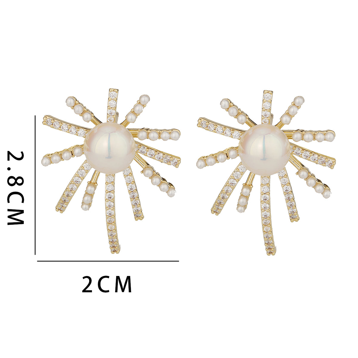 1 Pair Ig Style Simple Style Sun Plating Inlay Copper Ear Studs