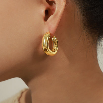 1 Pair Casual Simple Style C Shape Plating Copper 18k Gold Plated Ear Studs