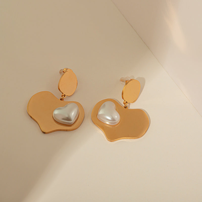 1 Pair Vintage Style Simple Style Heart Shape Plating Stainless Steel Drop Earrings