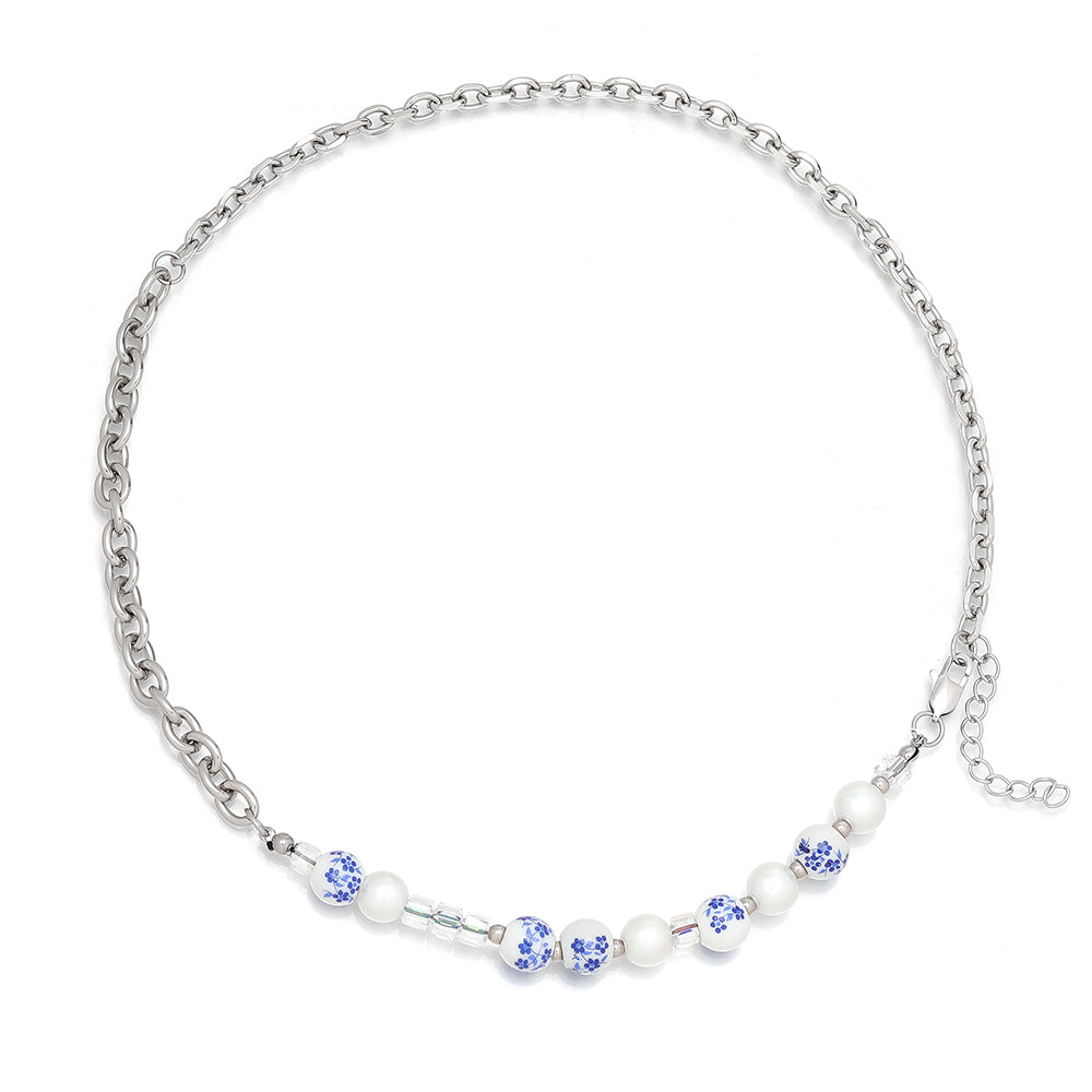 Chinoiserie Simple Style Flower Stainless Steel Bracelets Necklace