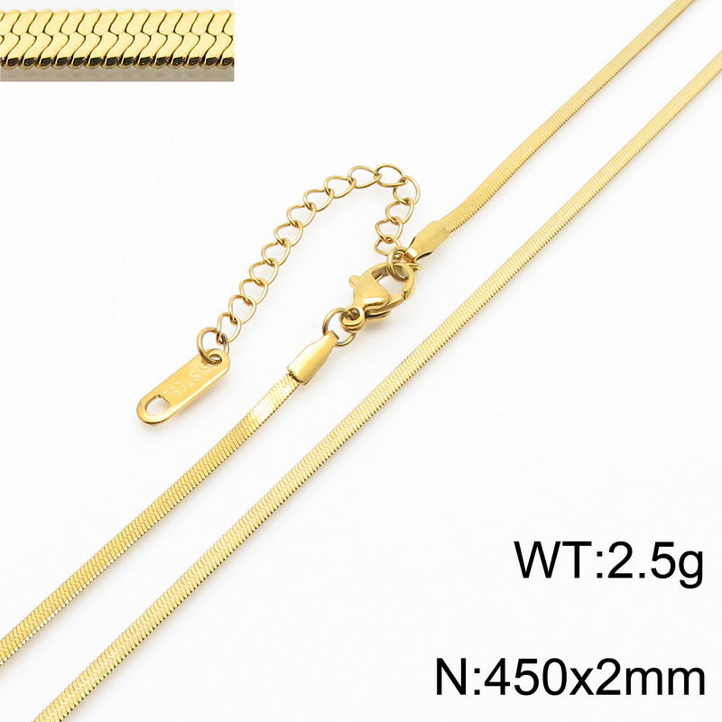 Fashion Solid Color Titanium Steel Chain Necklace