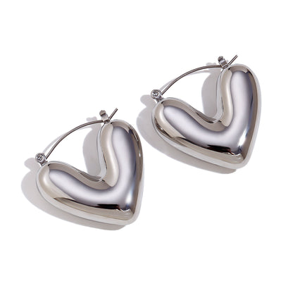 1 Pair Simple Style Classic Style Heart Shape Plating Stainless Steel 18k Gold Plated Earrings