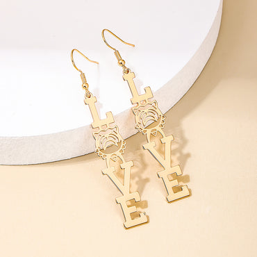 1 Pair Retro Exaggerated Letter Tiger Hollow Out Alloy Drop Earrings