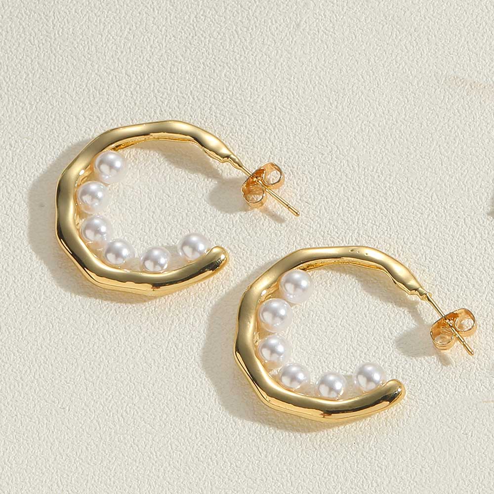 1 Pair Vintage Style Simple Style Commute C Shape Letter Butterfly Pearl Plating Inlay Copper Zircon 14k Gold Plated Drop Earrings Ear Studs