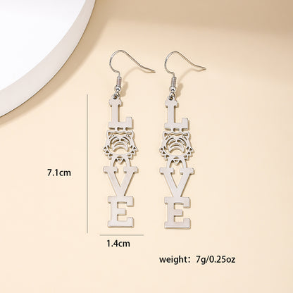 1 Pair Retro Exaggerated Letter Tiger Hollow Out Alloy Drop Earrings