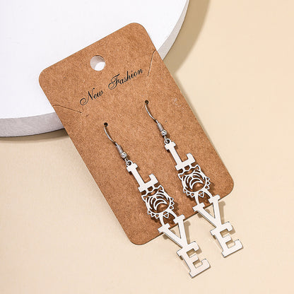 1 Pair Retro Exaggerated Letter Tiger Hollow Out Alloy Drop Earrings